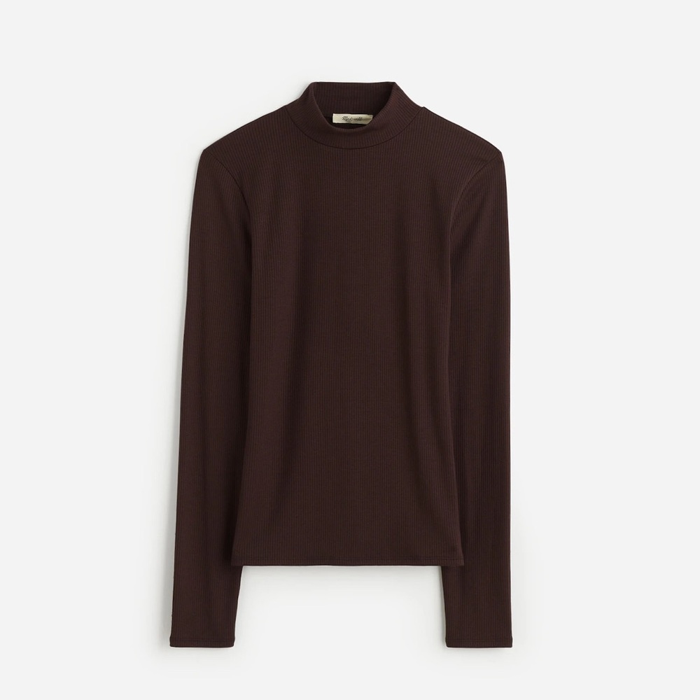 drapey rib long sleeve mockneck top